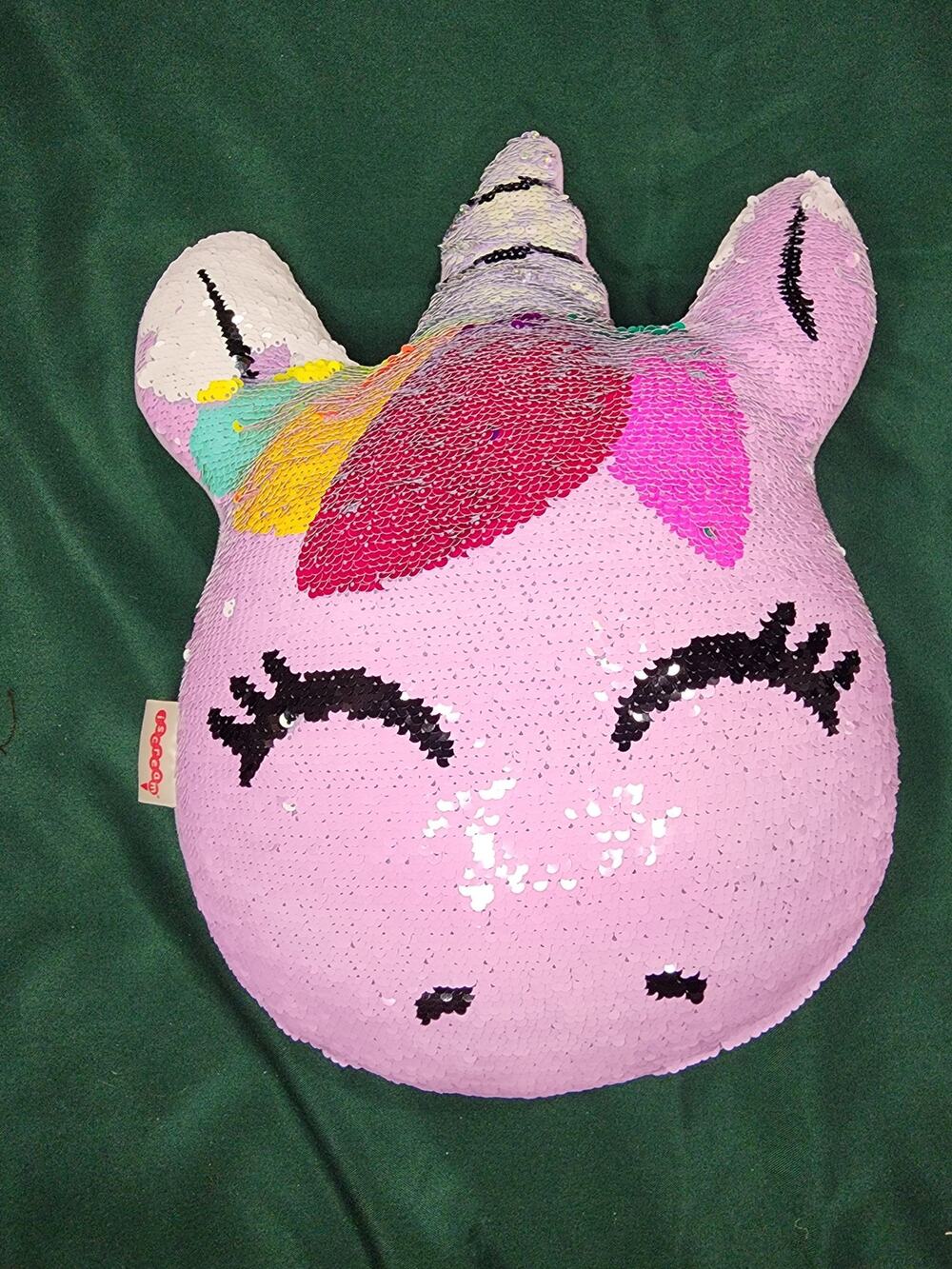 Iscream Unicorn Reversible Sequin Pillow Purple Pink Mermaid Flip Plush